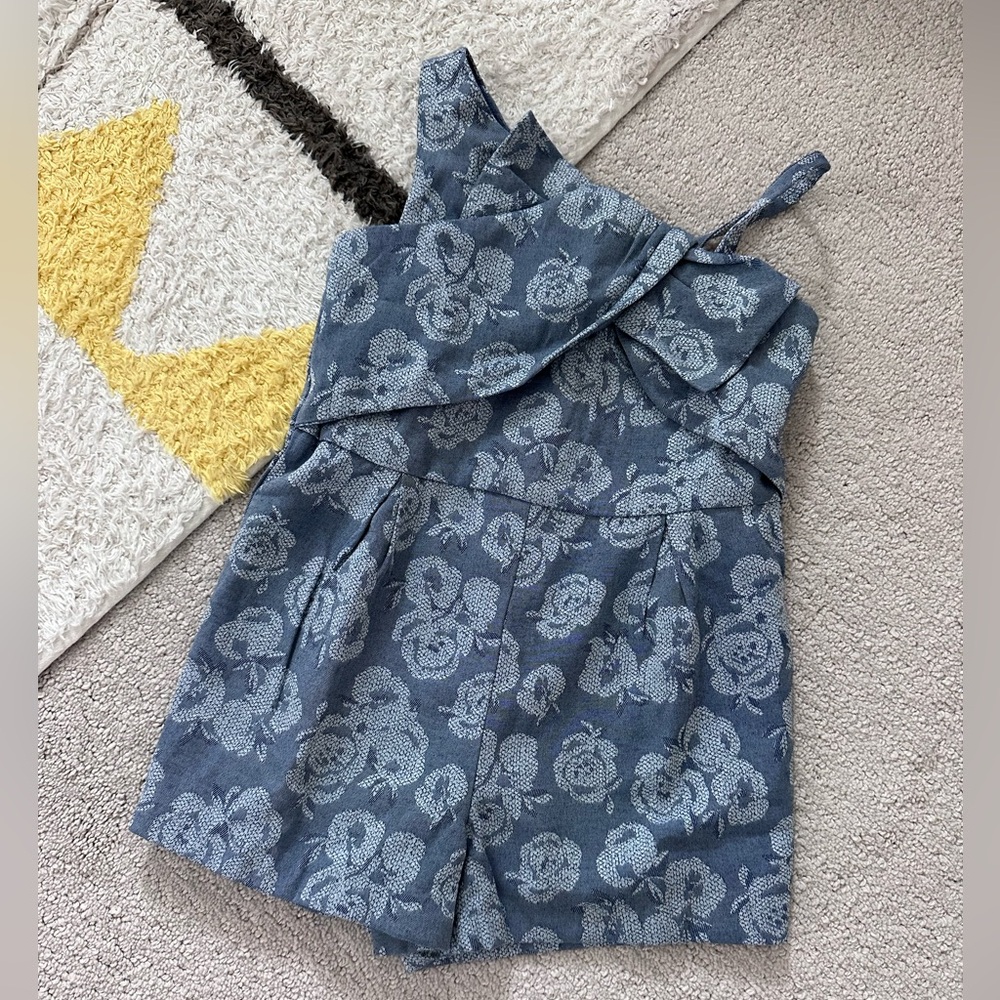 Janie and Jack Floral Chambray Romper - Size 2T - Chambray